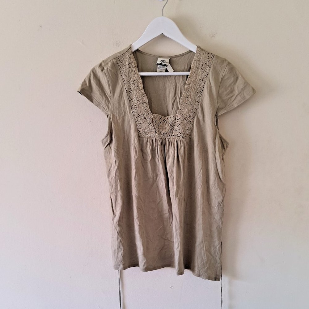 Route 66 Olive Green Top with Tie Belt - L